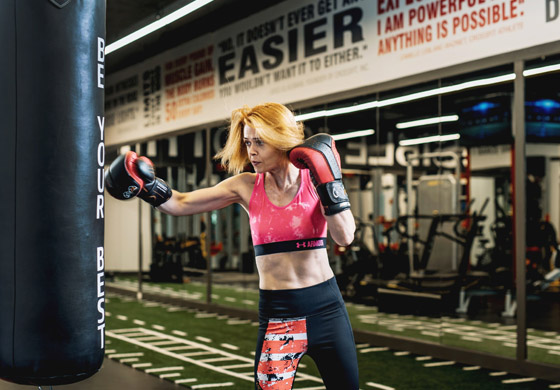 Noeleen boxing in the Strength Gym