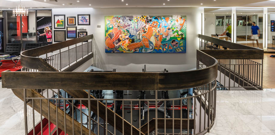 Build Gym with Frank Stella artwork above
