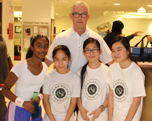 Clive with Urban Squash Toronto kids