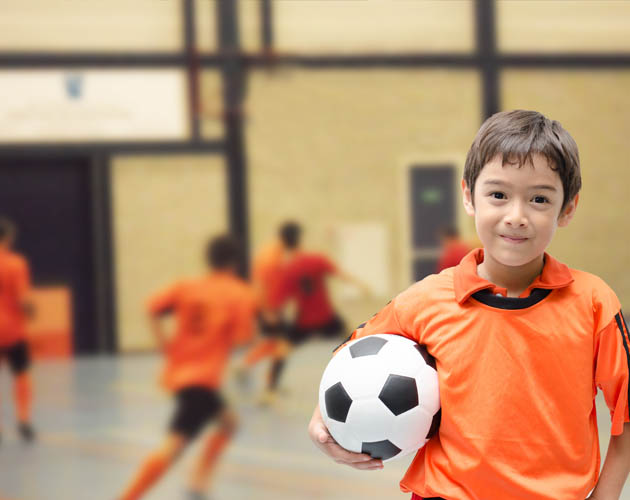 Kids playing soccer