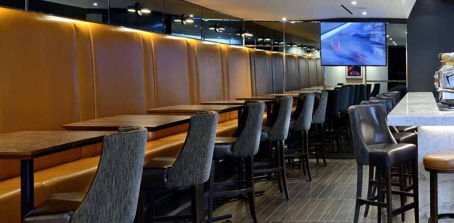 The banquette in the HUB Kitchen & Bar