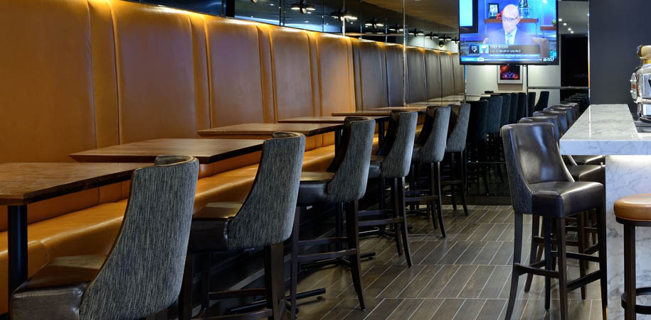 The banquette in the HUB Kitchen & Bar