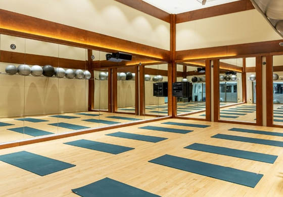 Flow Studio at the Adelaide Club with yoga mats laying flat on the floor