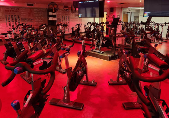 Red lights on in the RIDE Studio at the Adelaide Club