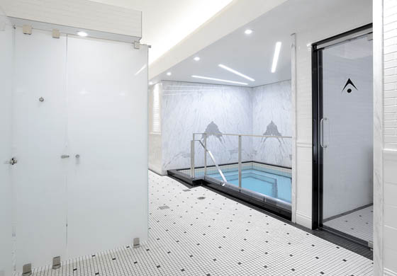 Whirlpool, steam room, and wet area in the Adelaide Club's women's locker room